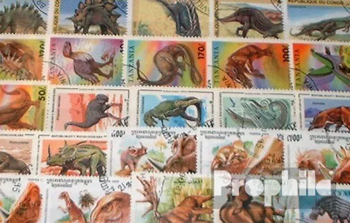 Briefmarken Motive Dinosaurier 50 verschiedene Prähistorische Tiere Marken