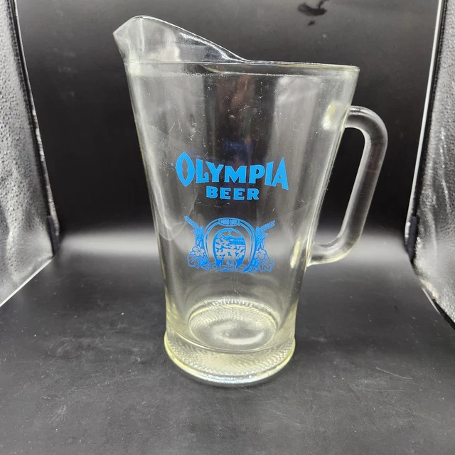 OLYMPIA BEER GLASS Pitcher Blue Label Vintage 19.99 PicClick