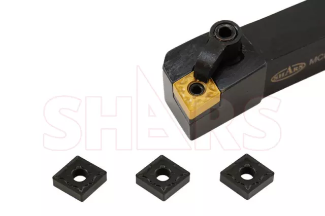 Shars 3/4 X 4-1/2" Rh Mcln Indexable Turning Tool Holder + 3 Pcs Cnmg Inserts P]