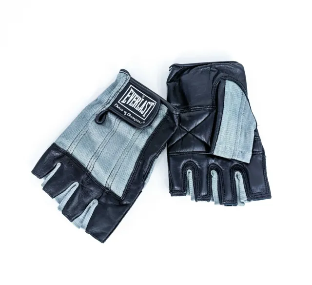 Weight Lift Gloves by Everlast, Genuine Leather & Spandex Padded 1080 Size L NEW