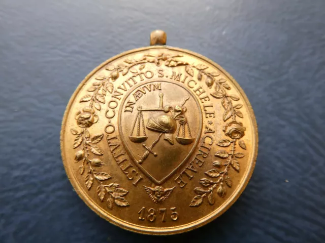 1875 Medaglia Premio al Merito Istituto Convitto San Michele Acireale CT Ø32 mm