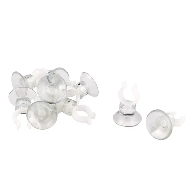 Aquarium Airline Air Hose Tubing Holder Suction Cups Clear 25mm Dia 10 Pcs