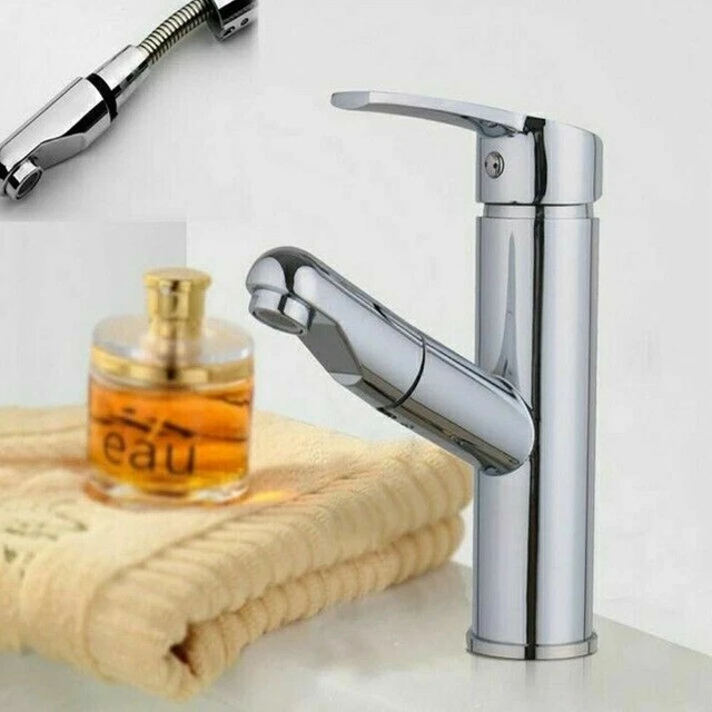 Pull Out Kitchen Mixer Sink Basin Faucet Tap Single Lever Brass 107