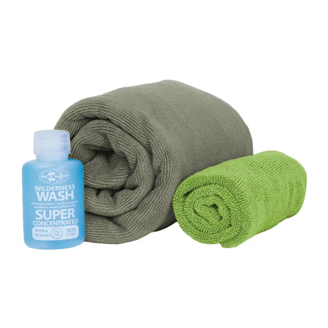 Sea to Summit Tek Towel Wash Kit - M Tek Towel & Face Cloth & Wilderness Wash