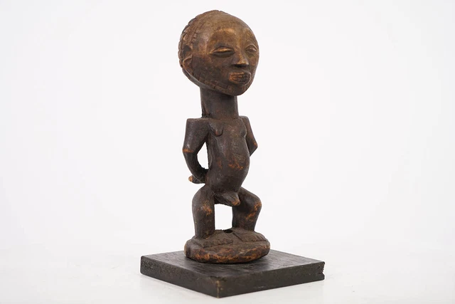 Petite Male Luba Statue on Base 9.5" - DR Congo - African Art