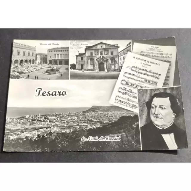 Cartolina Pesaro - Piazza del Popolo - Teatro Rossini - La Città di Rossini