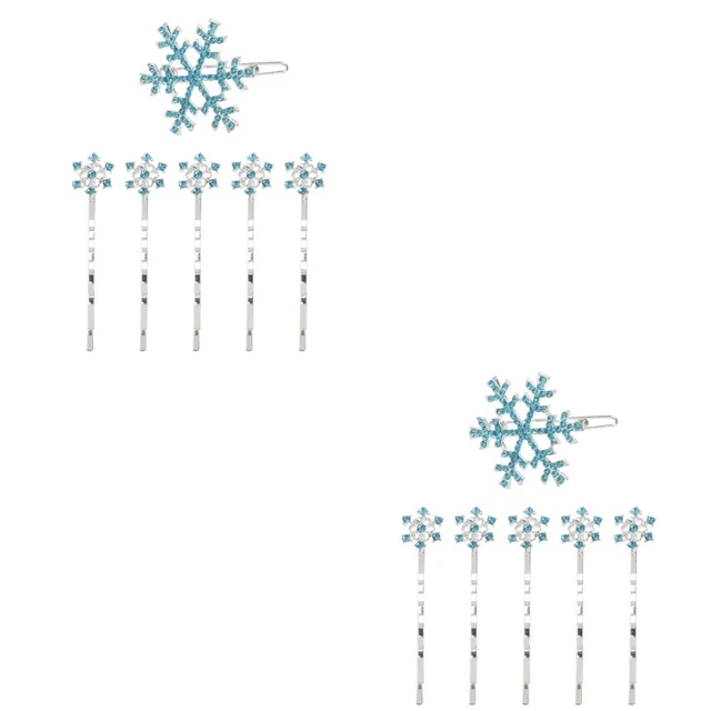 12 Pcs Hairpins Snowflake Children Clips Snap Rhinestone Bobby Girl Alloy
