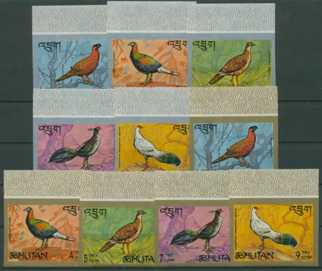 Bhutan 1968 Tiere Vögel Fasane 179/88 B geschnitten postfrisch