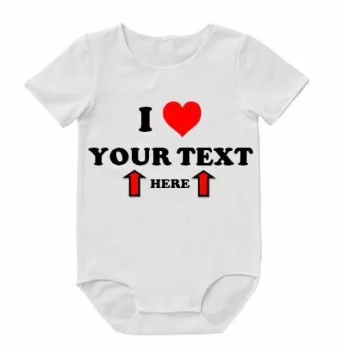 I Love YOUR TEXT Custom Bodysuit Baby Announcement Personalised Pregnancy Romper