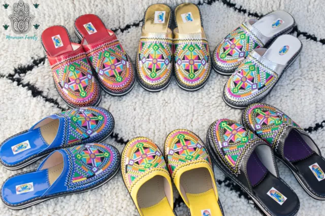 Embroidered Moroccan shoes bridesmaid slippers berber babouche leather slippers