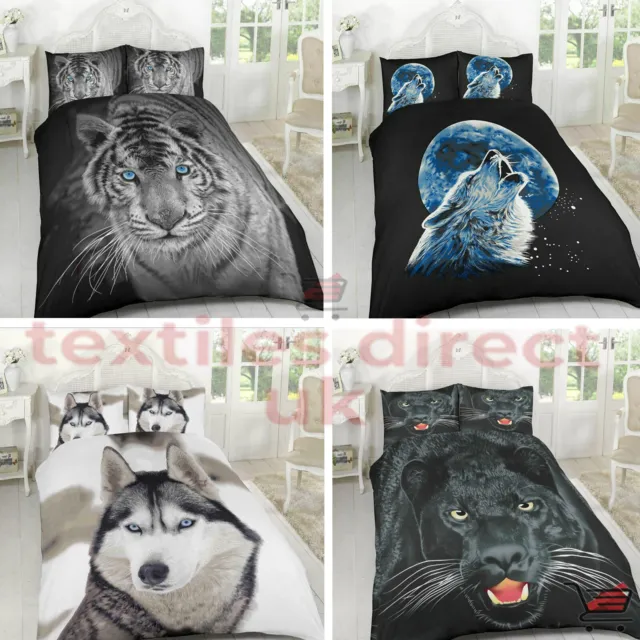 3D Animal Printed Duvet Quilt Cover Set With Matching Pillow Cases Animal Design