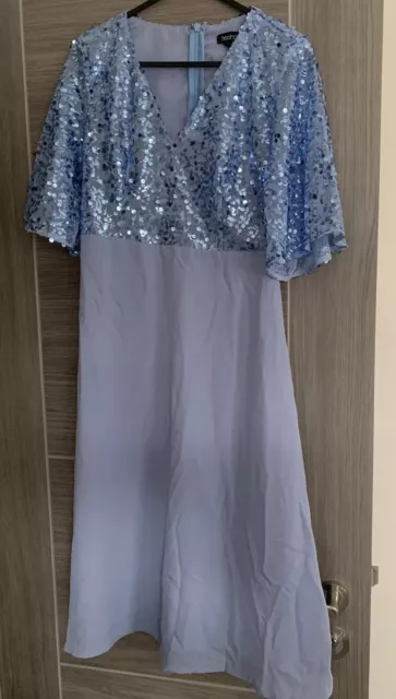 Womens Blue Petite Angel Sequin Midi Dress - Size 6 - From Boohoo