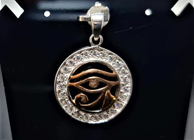 Eye of Horus Pendant 925 Sterling Silver Gold Plating Udjat Ancient Egyptian