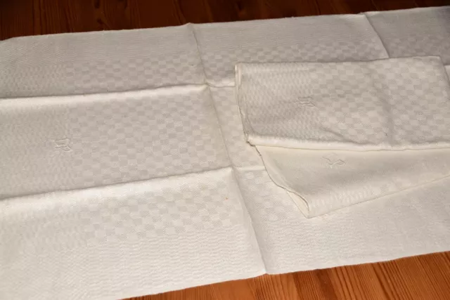 3 Alte Leinen Handtücher Küchentücher kariert Muster (6590)
