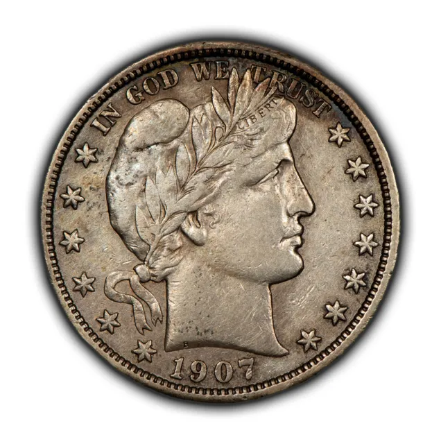 1907 50c Barber Silver Half Dollar - Eye Appeal - AU - SKU-H2991