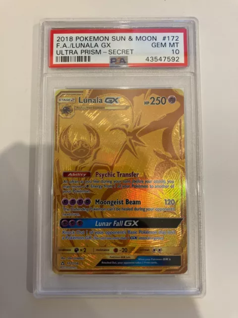 Pokemon Trading Card Game Sun Moon Ultra Prism Card: Lunala GX - 172/156 -  Gold Secret Ultra Rare - Trading Card Games from Hills Cards UK