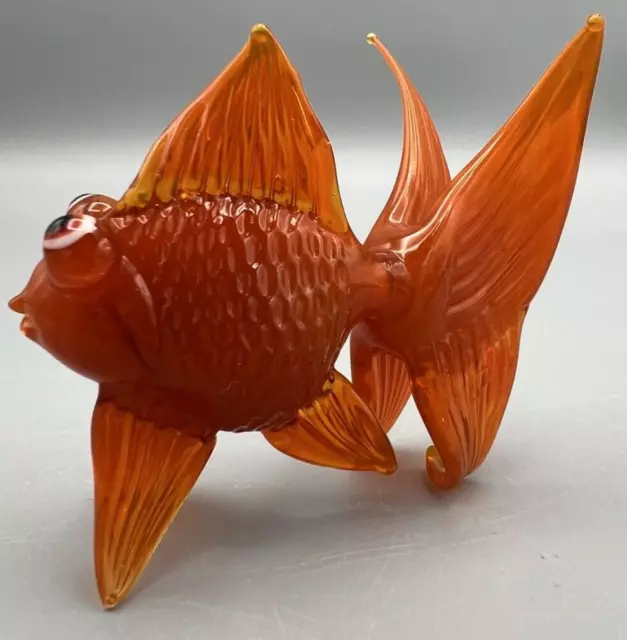 Art Glass Goldfish Bright Orange Cute MCM