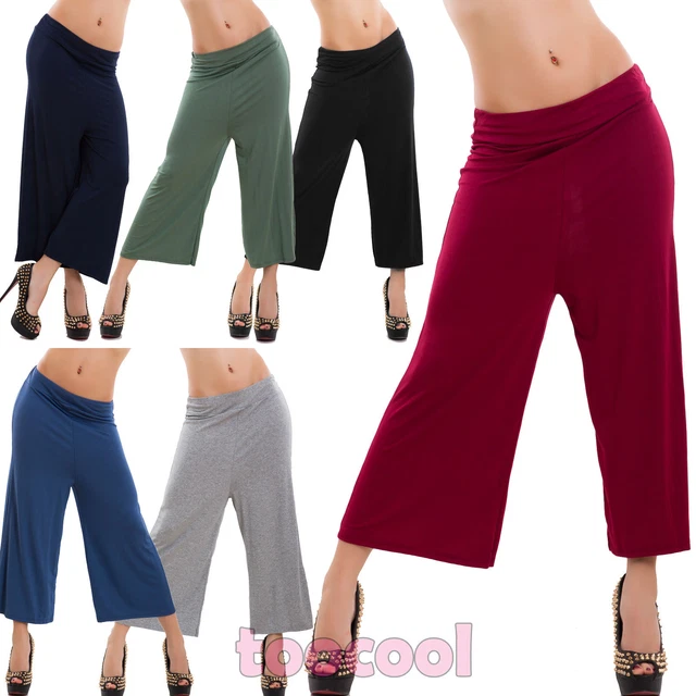 PANTALONI DONNA CROPPED pants cavallo basso leggeri larghi casual