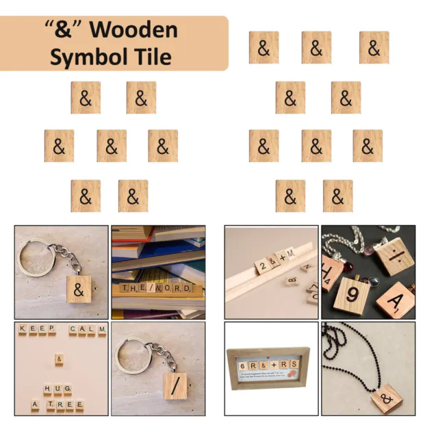 1/2/3/4/5/10 Wooden Tiles & Symbol Black Letters For Crafts Wood Symbol