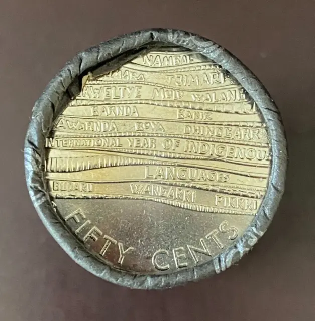 2019 Australia 50c Fifty Cent Indigenous Languages Cotton & Co Coin Roll-UNC