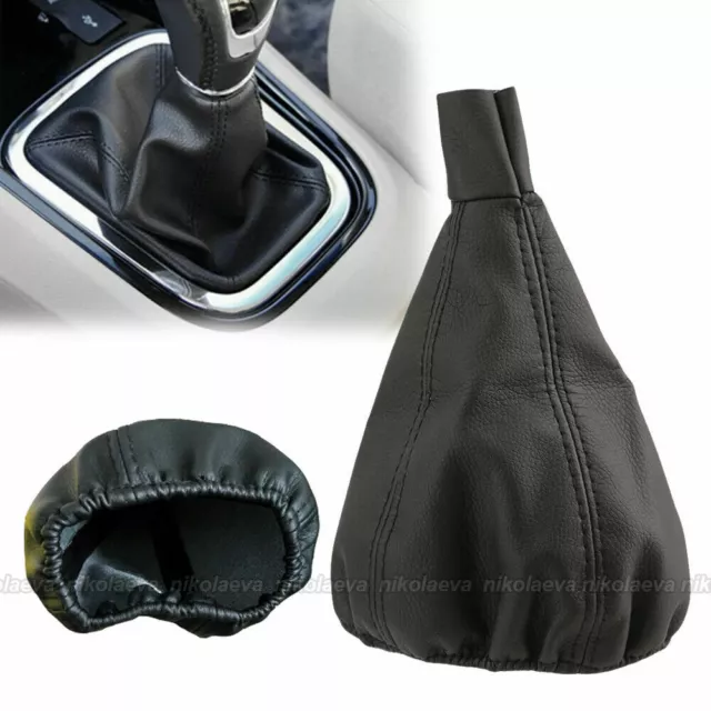 1Pc Car Gear Shift Stick Gaiter Boot Leather Dust-proof Cover Universal Black