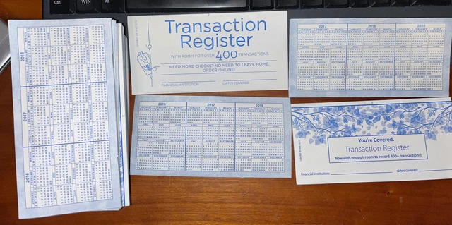 30 Pack Checkbook Transaction Register Ledger 16-17-18-19 Calendars Check Book