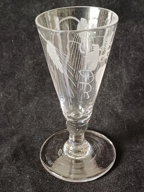 Georgian Engraved Dwarf Ale Glass c1780 Hops And Barley Ref JM1241