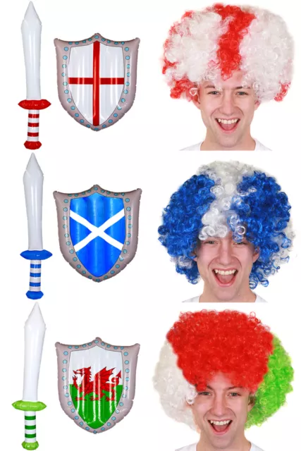 Flag Country Afro, Spada Gonfiabile E Scudo Set Sostenitori Sportivi Abito Fantasia