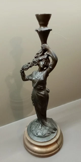 VINTAGE STATUE REGULE sur marbre art nouveau elegante au levrier par R. Miandres EUR 250,00