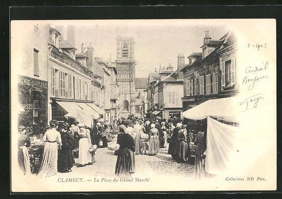 CPA Clamecy, La Place du Grand Marche 1903