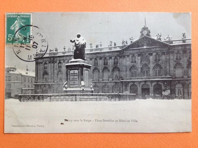 cpa NANCY Meurthe & Moselle Place STANISLAS under the SNOW and THE CITY HOTEL