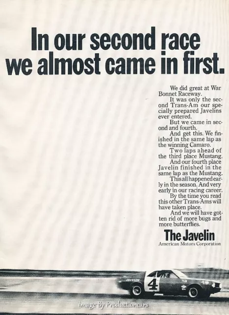 1968 American Motors AMC Javelin - Original Advertisement Print Art Car Ad J602