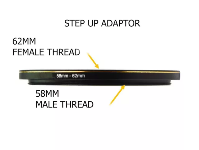 52-77 mm Metall Step Up Ring Objektiv Adapter von 52 auf 77 Filtergewinde - UK VERKÄUFER 2