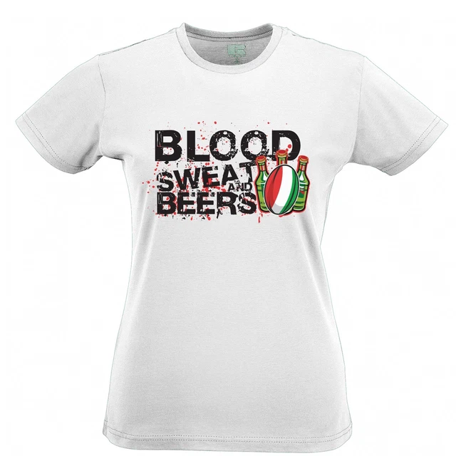 Maglietta Italia Rugby Supporters Donna Sangue, Sudore e Birre Sei Nazioni Sport