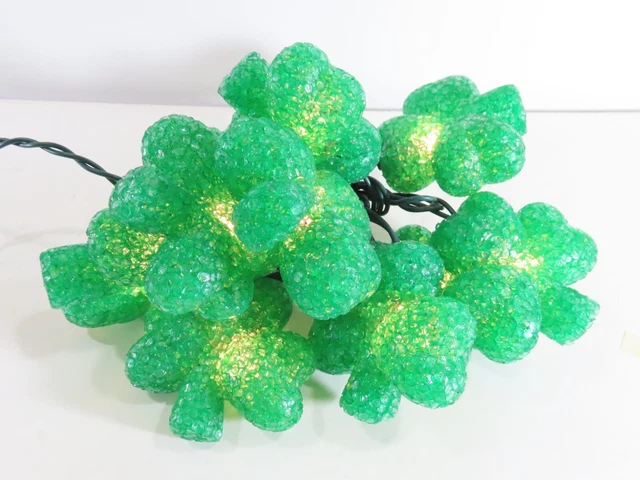 Melted Plastic Popcorn Shamrock Covers Mini Light Set St Patricks Day C1884