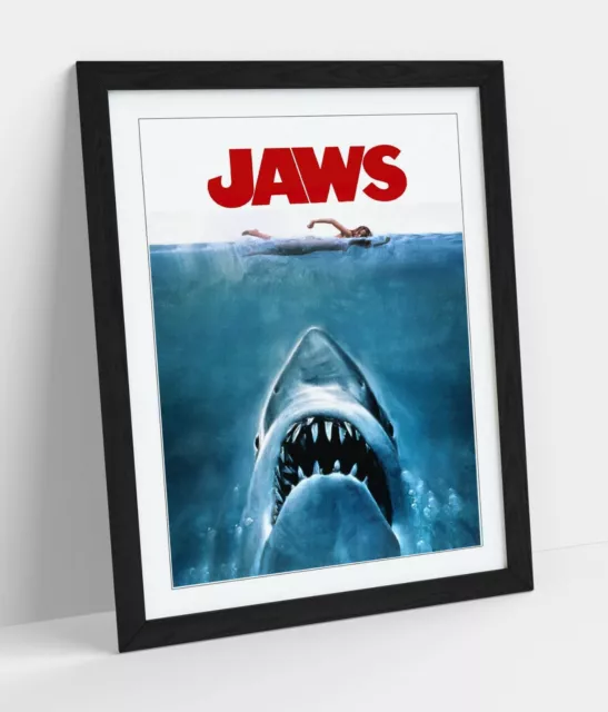 Vintage Jaws Movie Poster -Art Framed Poster Picture Print Artwork- Red