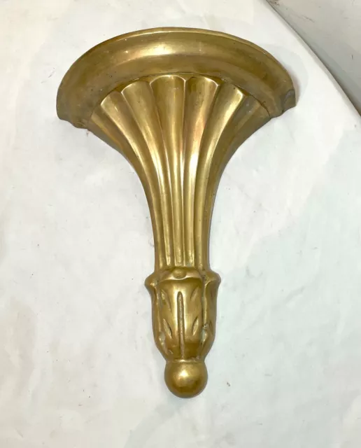 vintage solid brass ornate heavy wall mount sconce fixture shelf