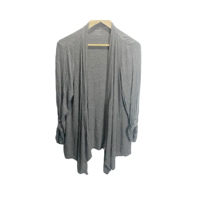 Womens Motherhood Maternity Gray Long Sleeve Open Front Cardigan Size XL Stretch