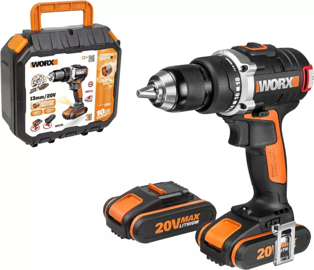 WORX WX175 Akku Bohrschrauber 20V  Bürstenloser Akkuschrauber - 60Nm, 2-Gang-Ge