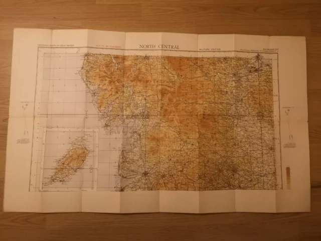 Original Ww2 British War Office 1/4-Inch Air Map: England, North Central, 1940