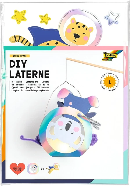 folia 94205 - Laterne Bastelset SPACE SAFARI, ca. 10 x 23 x 33 cm - Bastelmateri