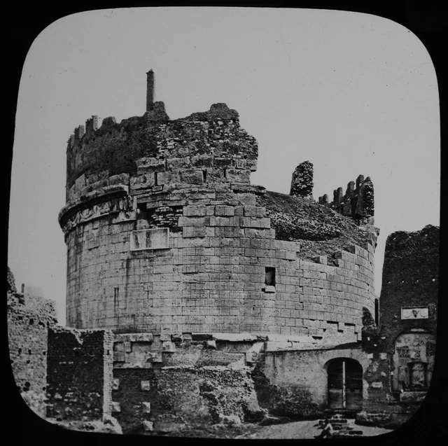 ANTIQUE Magic Lantern Slide TOMB OF CECILIA METELLA C1890 PHOTO ROME