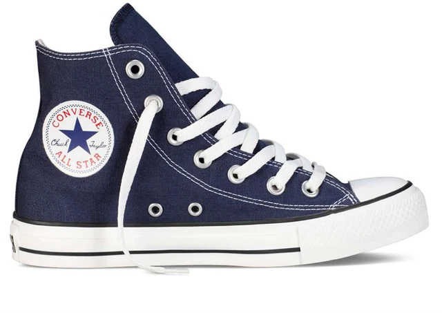 Scarpe donna ragazzi uomo Converse All star blu sneakers collo alto tessuto