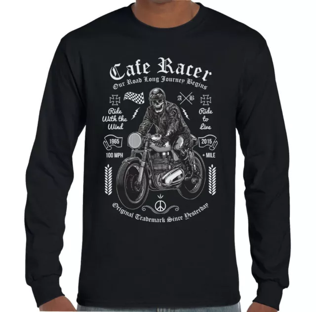Cafe Racer - Drive Like Il Vento Uomo Moto T-Shirt Biker Motocicletta Moto