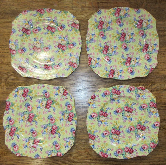 Royal Winton Welbeck Lot of 4 Square Salad Plates 8 1/4"