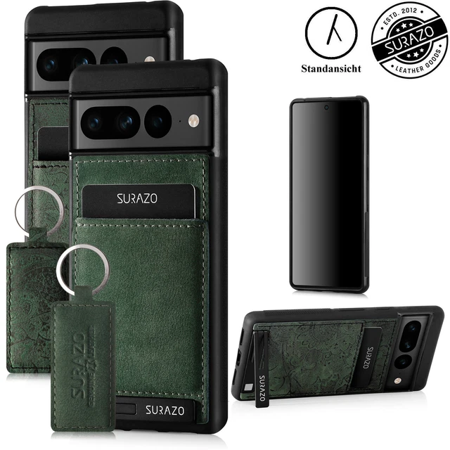 SURAZO Leder Back Case HandyTasche Handy Hulle für Google Pixel 7 Pro Vintage