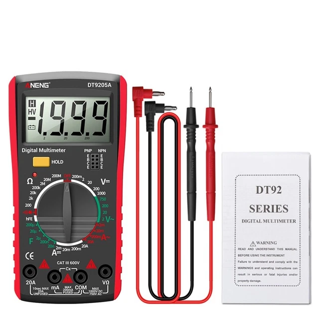 DT9205A Digital Multimeter AC/DC Transistor Tester Electric NCV Test P4B5