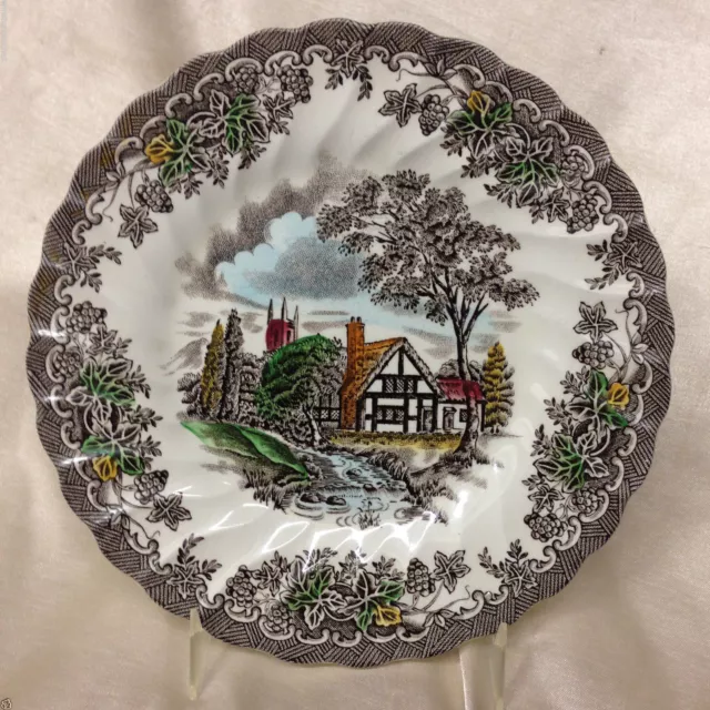 Myott Franciscan The Brook Bread & Butter Plate 6 7/8" House Trees Brown Border