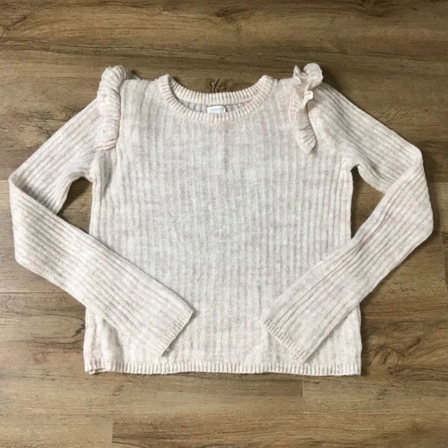 Vintage Gymboree Sweater Ruffle Shoulder Light Pink Size XL 14