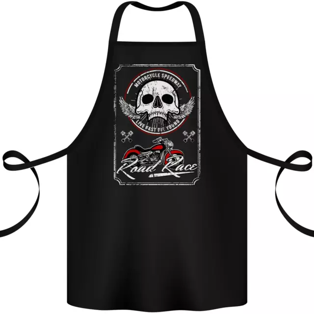 Motorcycle Road Race Biker Motorbike Skull Cotton Apron 100% Organic